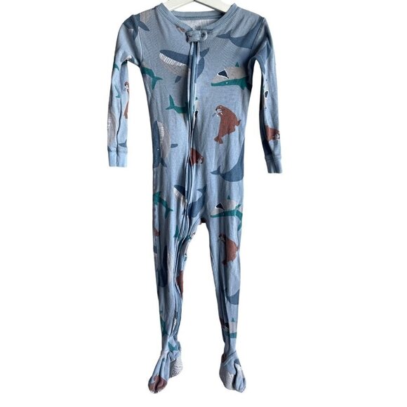 Carter's Just One You 4T Shark Walrus Whale Sleeper Zip Up Footed Pajama Blue - Picture 2 of 7